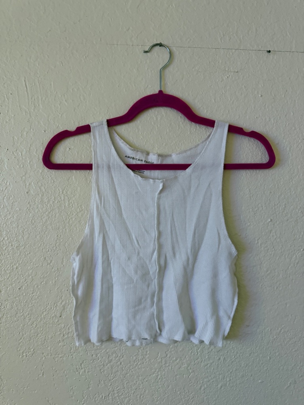 American Eagle Outfitters White Ribbed Cropped Tank